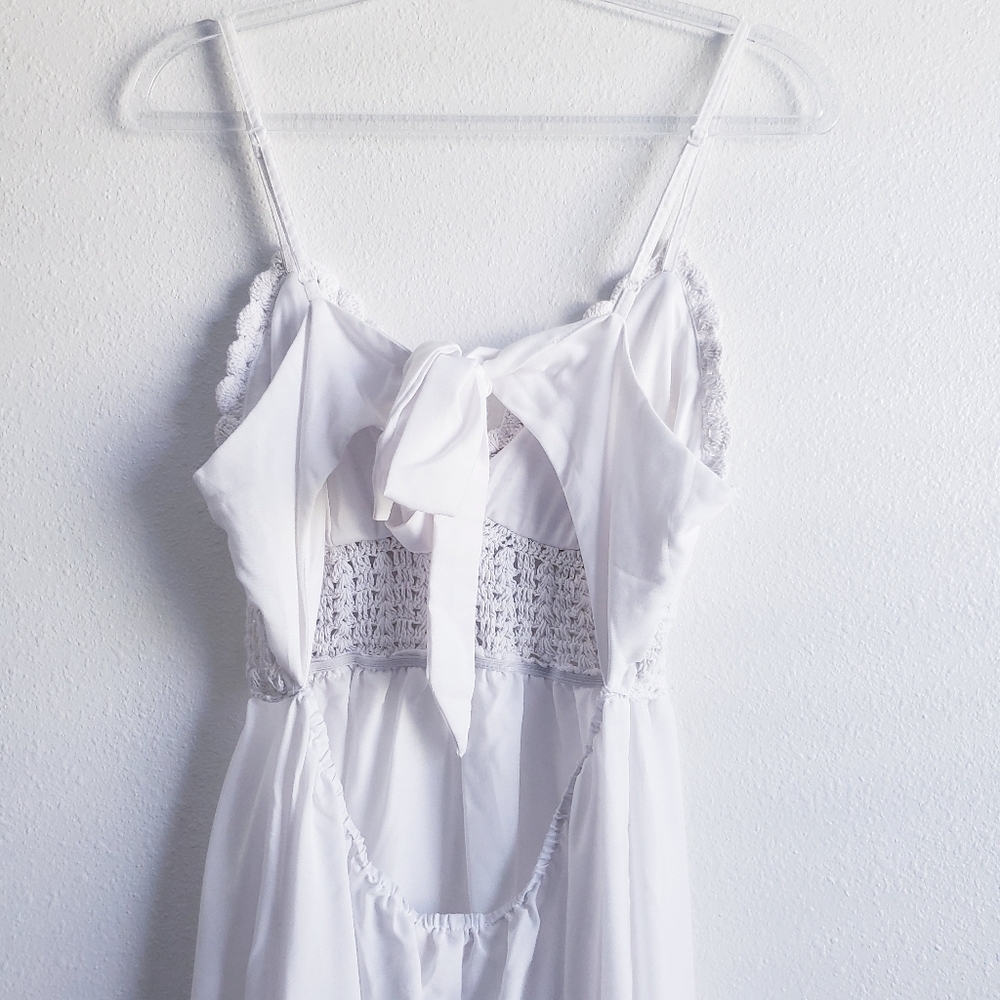 Crochet Ruffle Mini Bohemian Dress - Picture 6 of 9